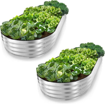 Galvanized Raised Garden Beds Outdoor // 8×4×1 ft (2-Pack) Planter Raised Beds for Gardening, Vegetables, Flowers //