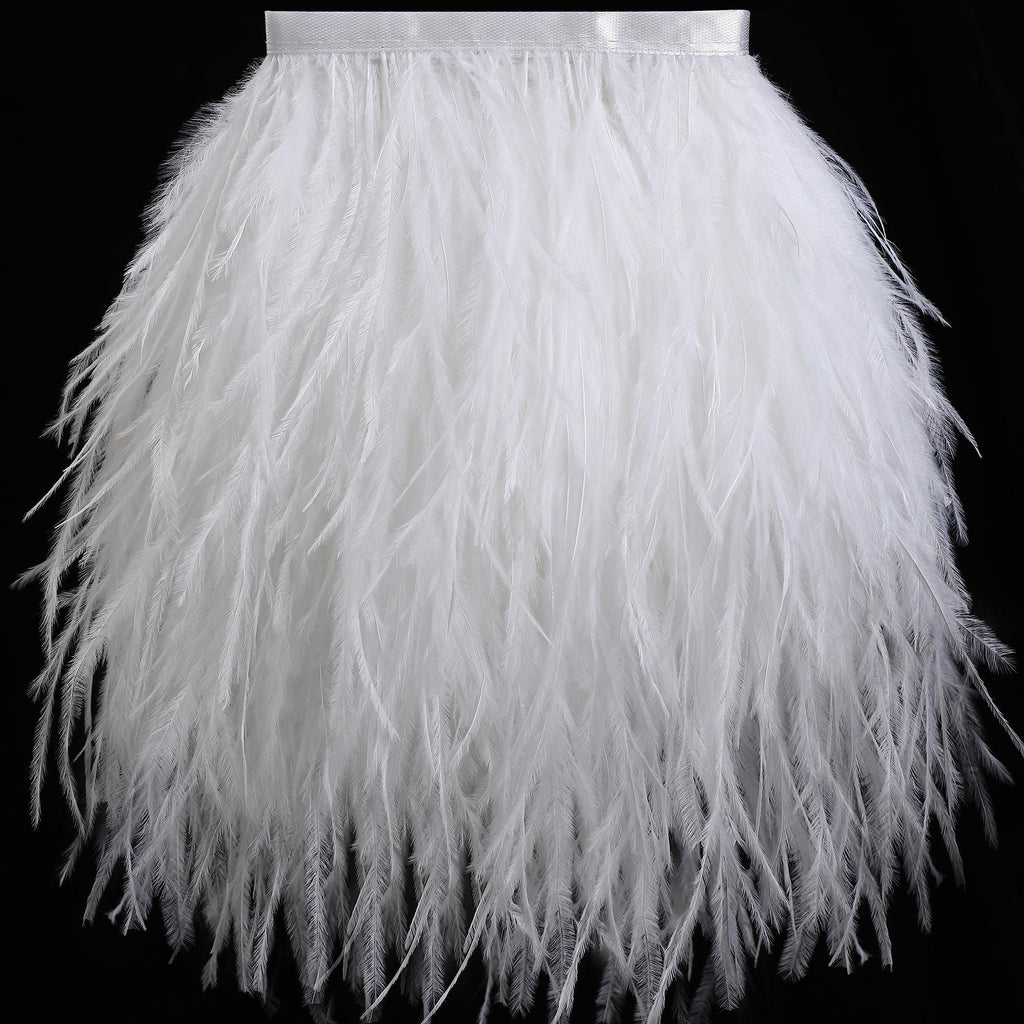 4-5inch White Ostrich Feather Trim for Sewing Clothing,2Yards