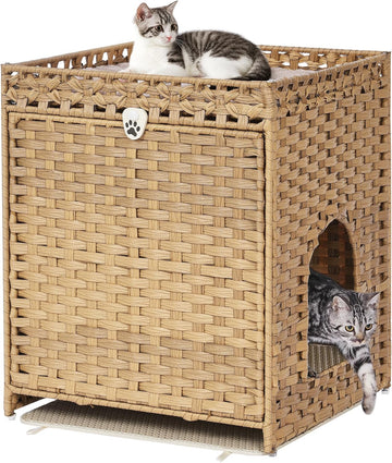 Cat Litter Box Enclosure with Door, Hidden Cat Washroom Furniture