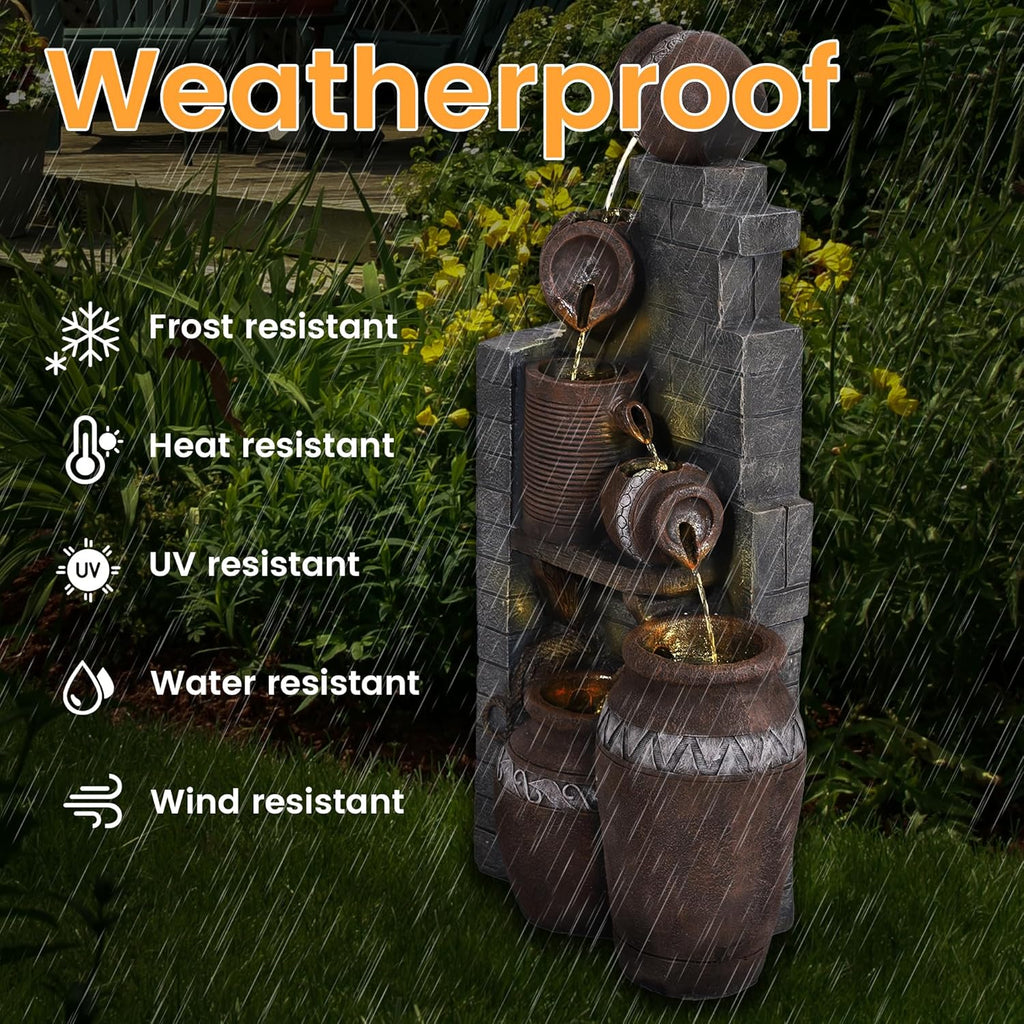 6-Tiers Garden Waterfall Fountain Outdoor
