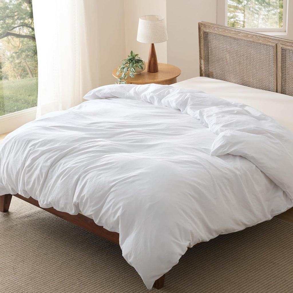 Duvet Cover Queen Only - Prewashed Cotton-Like Polyester Extra Soft All Season Bedding, Includes 1 Duvet Cover 90x90