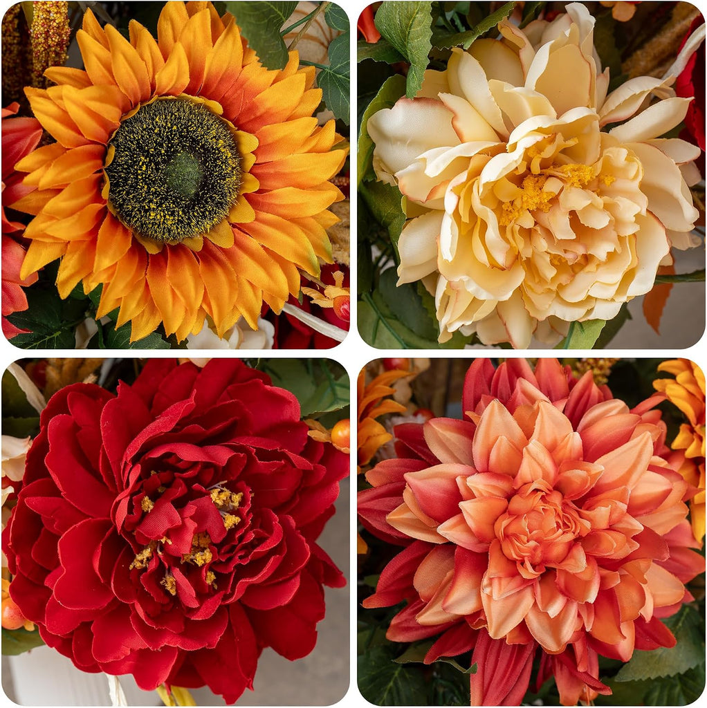 Fall Centerpiece for Table Fall Artificial Flower Arrangement with Vase