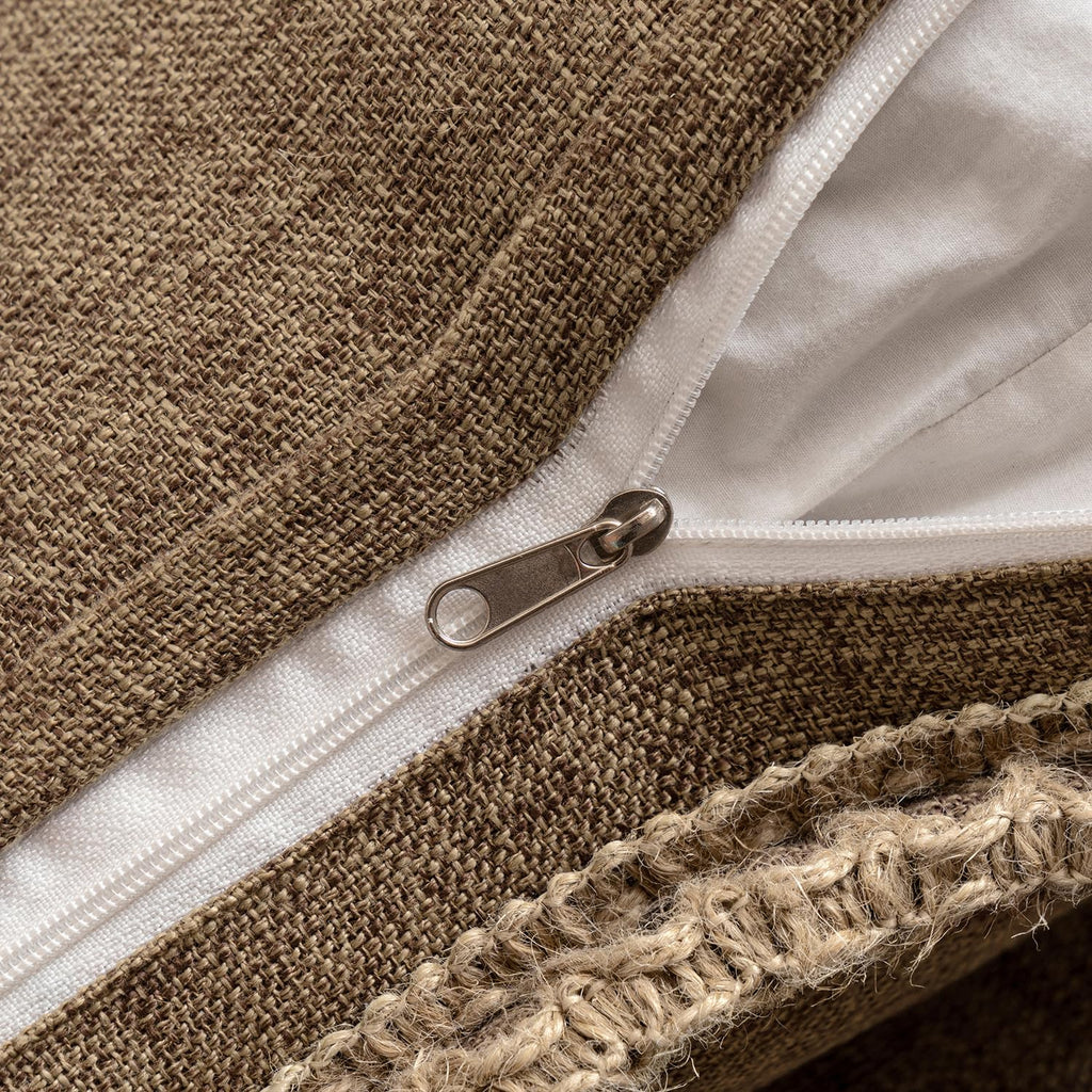 Set of 2 Lumbar Linen Burlap Throw Pillow Covers 12x20 Brown