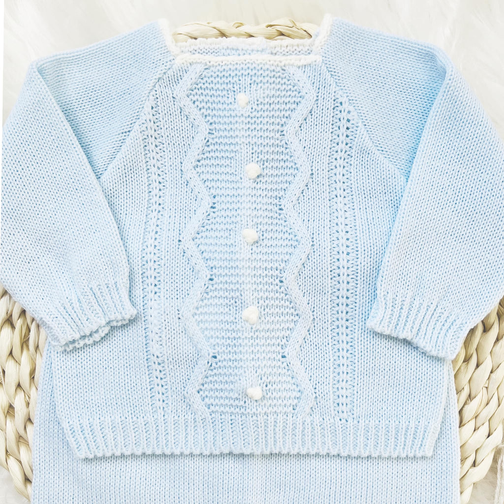 Newborn Baby Knitted Clothes Set, Coming Home Infant Knit Outfit for Boys and Girls (8344, Blue/White, Newborn)