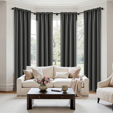 Blackout Curtains 4 Panels Sets Dark Grey 84 Inch Length, Top and Bottom Rod Pocket Room Darkening Curtains for