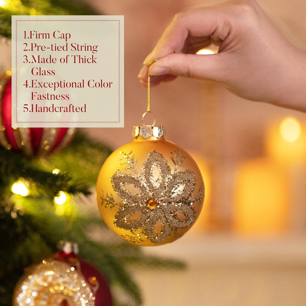 10ct Glass Christmas Ornaments Set Large Tree Decorations