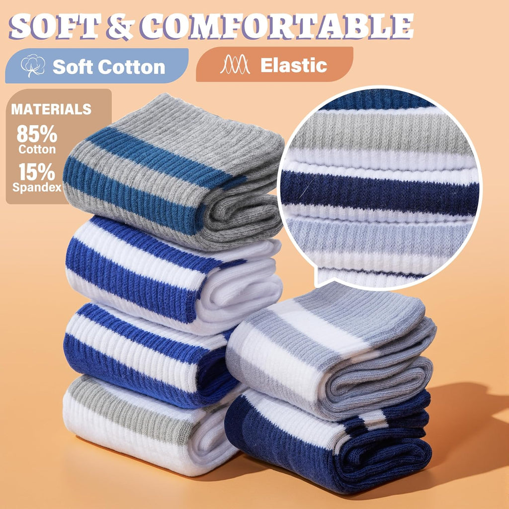 Kids School Athletic Sports Cotton Socks,Teen Girls Boys Crew Socks