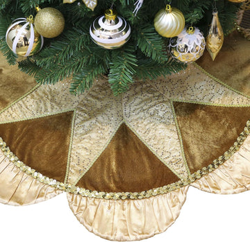 60" Sparking Gold Christmas Tree Skirt for Tree Decorations