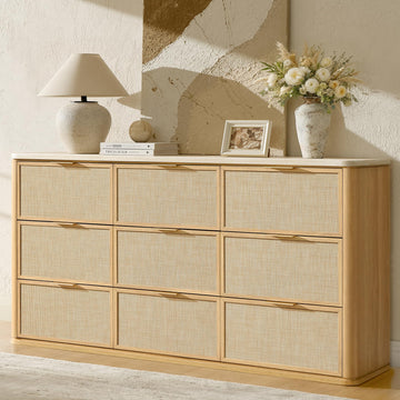 Rattan Dresser, 63'' Wide 9 Drawer Dresser