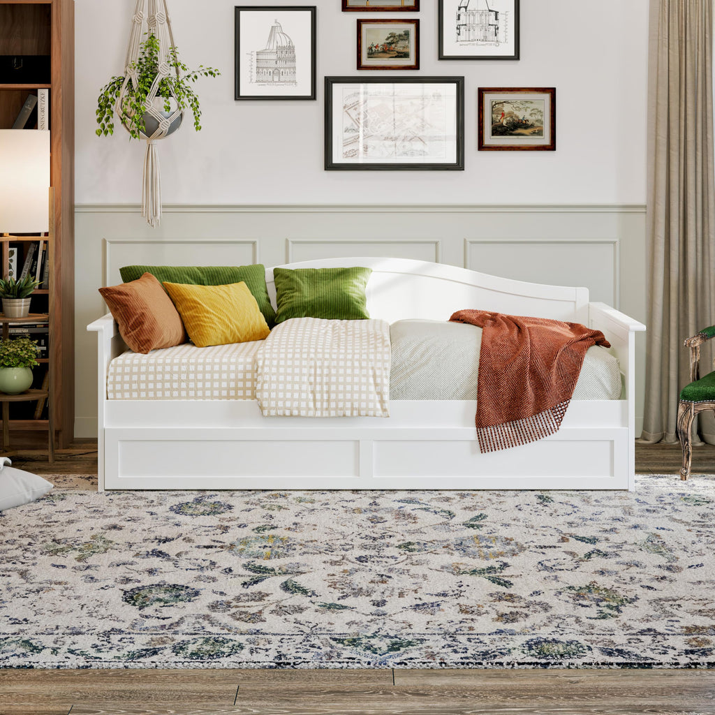 Acadia Twin Wood Daybed with Twin Trundle, White