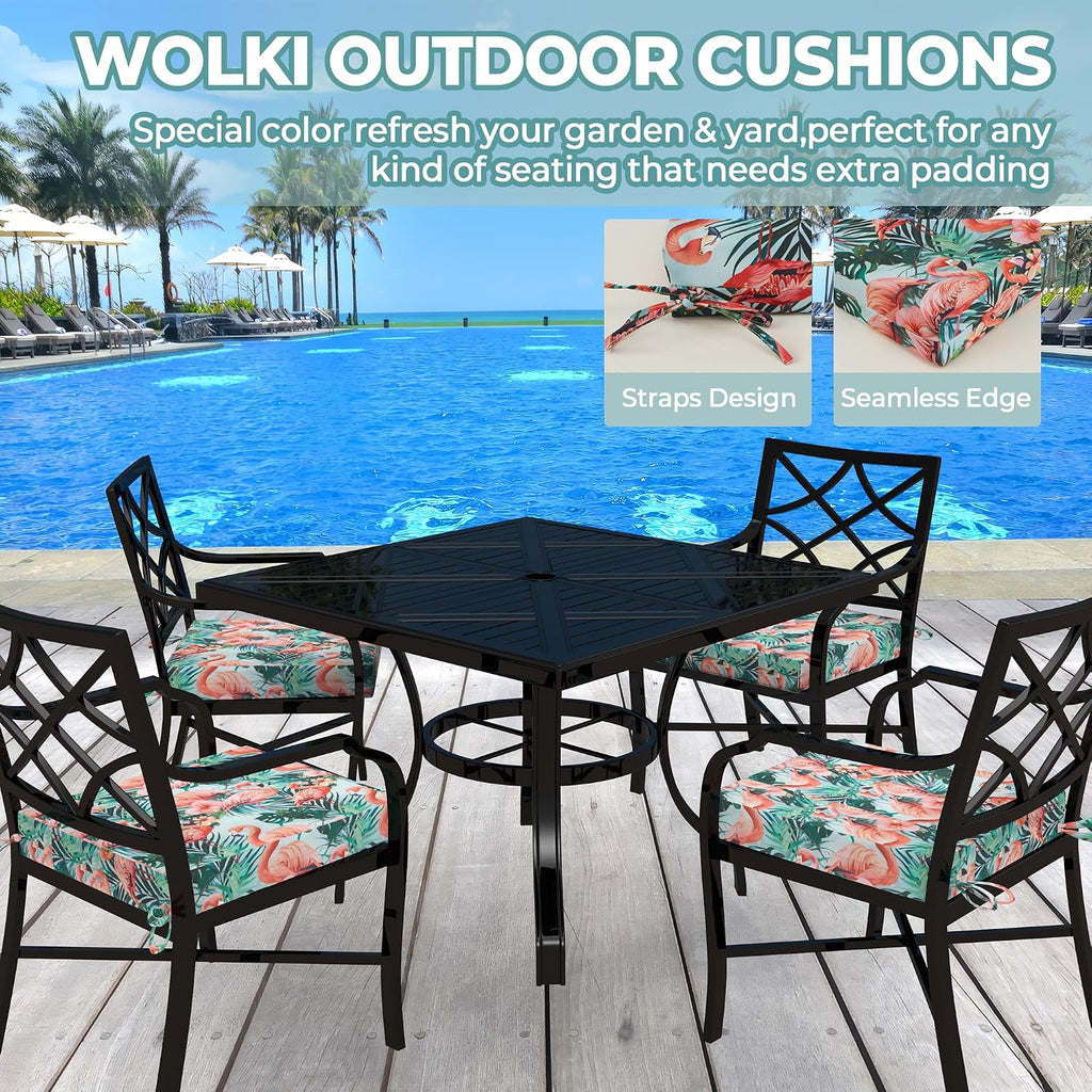Outdoor Cushions Furniture Set of 4, 18.5 x 16 x 3 pinkflamingos Waterproof Seat Cushions Thick Chair Pads for