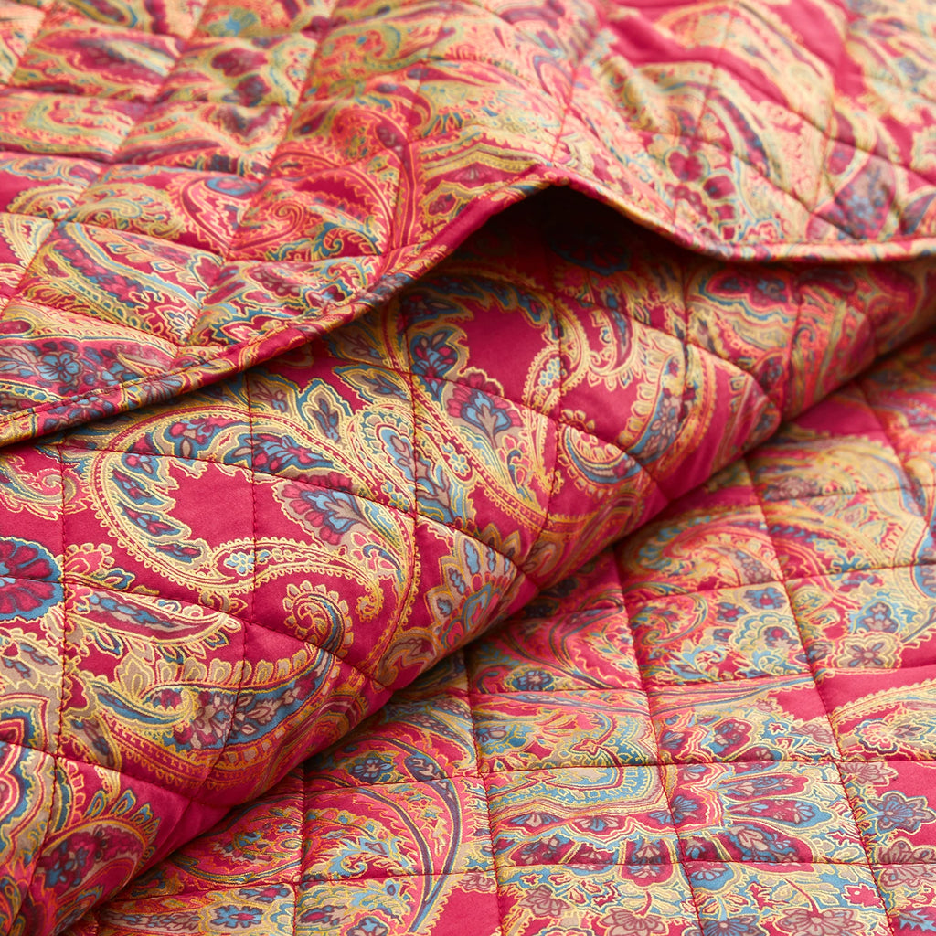 Boho Paisley Print Luxury Quilt and Shams Bedding Set Bohemian Damask Medallion Bedspread Egyptian Cotton
