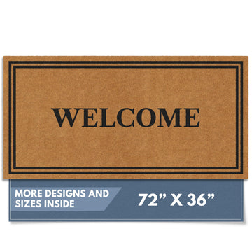 Natural Coco Coir Non-Slip Doormat (36x72, Welcome)