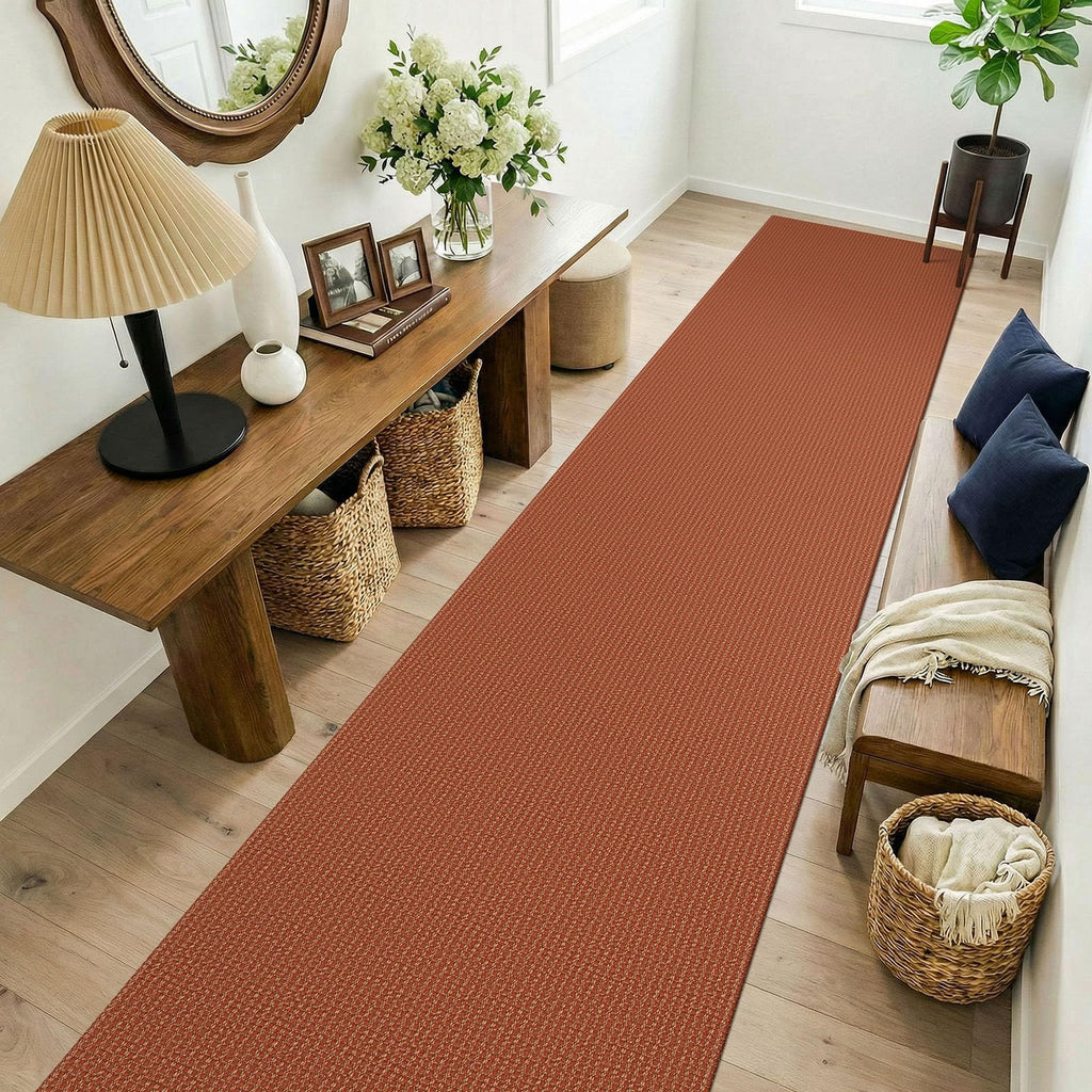 Orange 2.5'x14' Runners Rugs, Long Washable Runner Rug, Woven Non Slip Kitchen Runner, Flatweave Entryway Rug, Floor