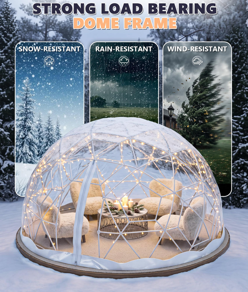 Dome Tent for Garden, Geodesic Dome Greenhouse with TPU Clear Cover, Waterproof Garden Bubble Dome Tent House with