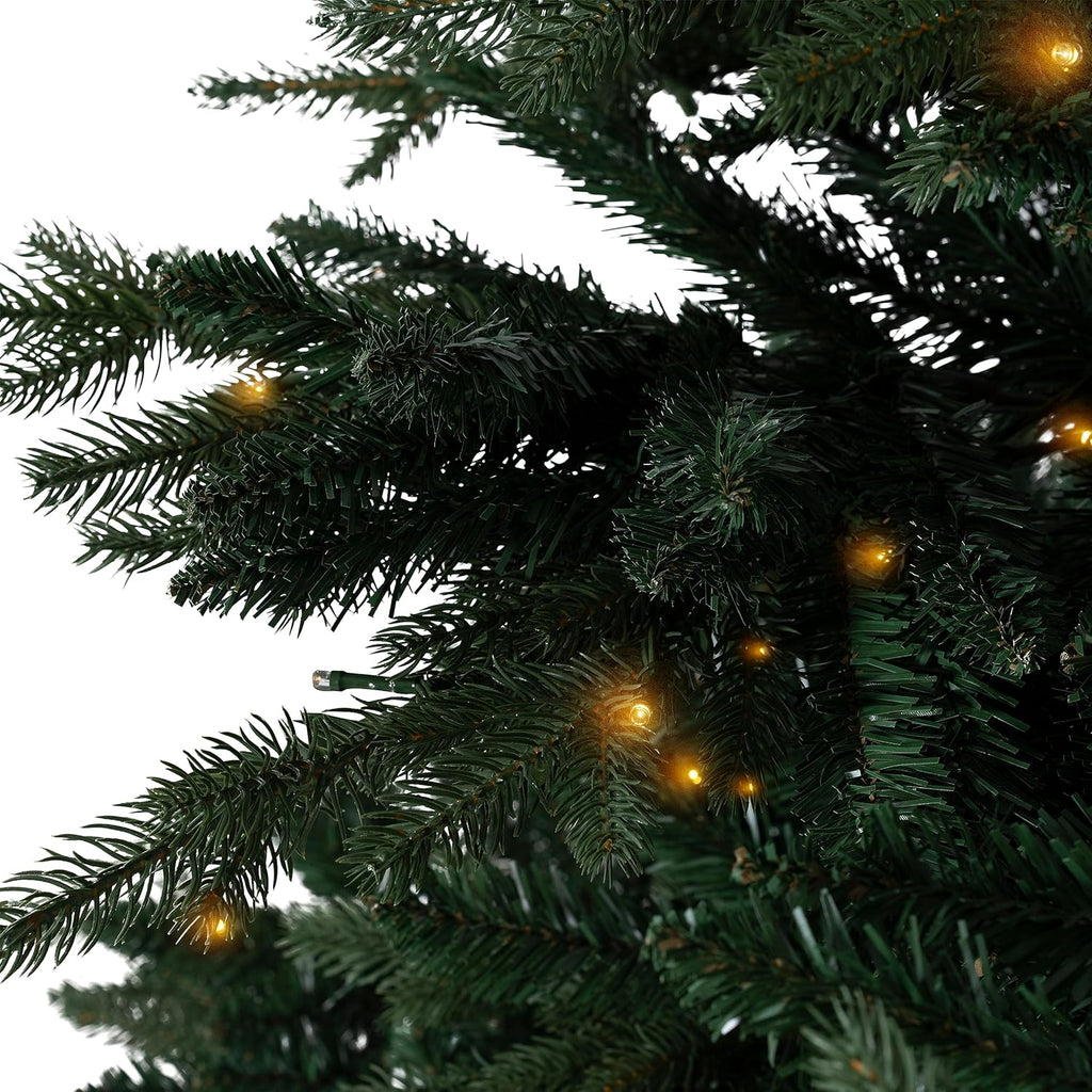 Cynthia 7.5ft Prelit Aritificial Christmas Tree with 3661 Branch Tips, 800 Warm Lights and Metal Stand, 60" Wide
