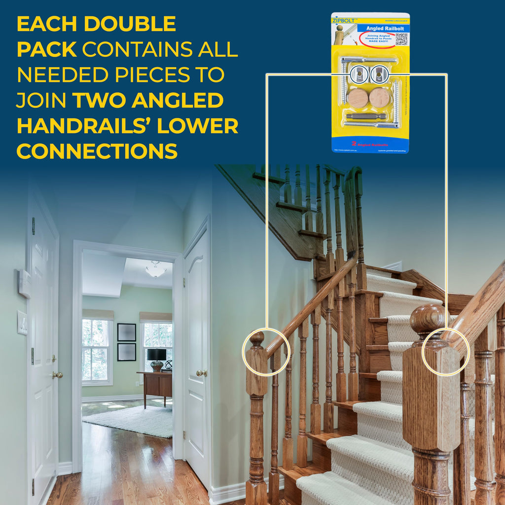 Angled Railbolt, Handrail to Newel Post, 5 x 2-Pack, 11.560