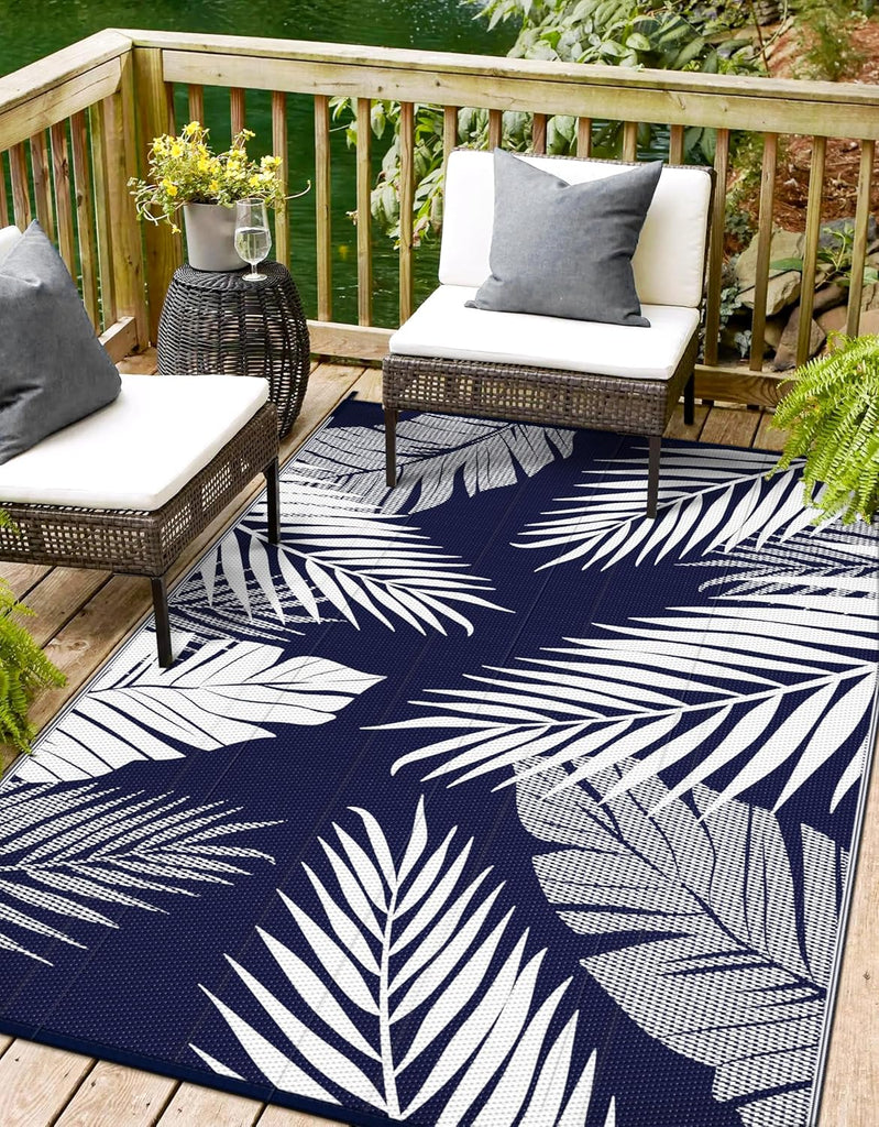 Outdoor Rug 9’x12’ Waterproof for Patio Clearance, Reversible Indoor Outdoor Plastic Straw Camping R