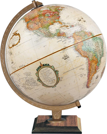 World Classic Globe, 12" Desktop World Globe or Office Desk Decor, Raised Relief, Up-to-date Cartography, Made in