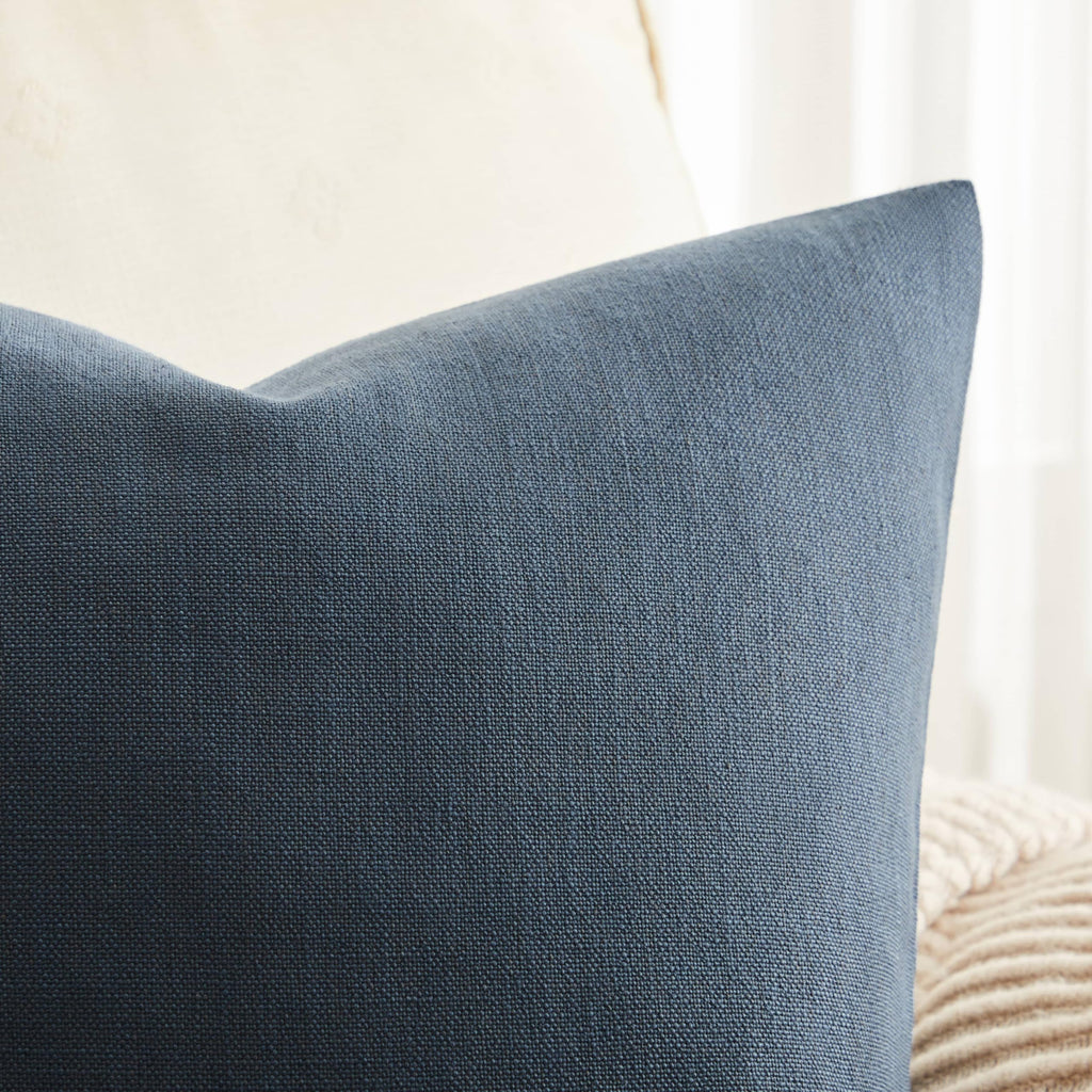 Rustic Linen Throw Pillow Covers Set of 2, Navy 24x24in