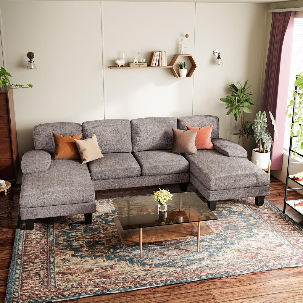 Sectional Couch , Modern Cloud Couch with Deep Seat and Chaise, U-Shaped Sofa Couches with Padded Armrest for Small