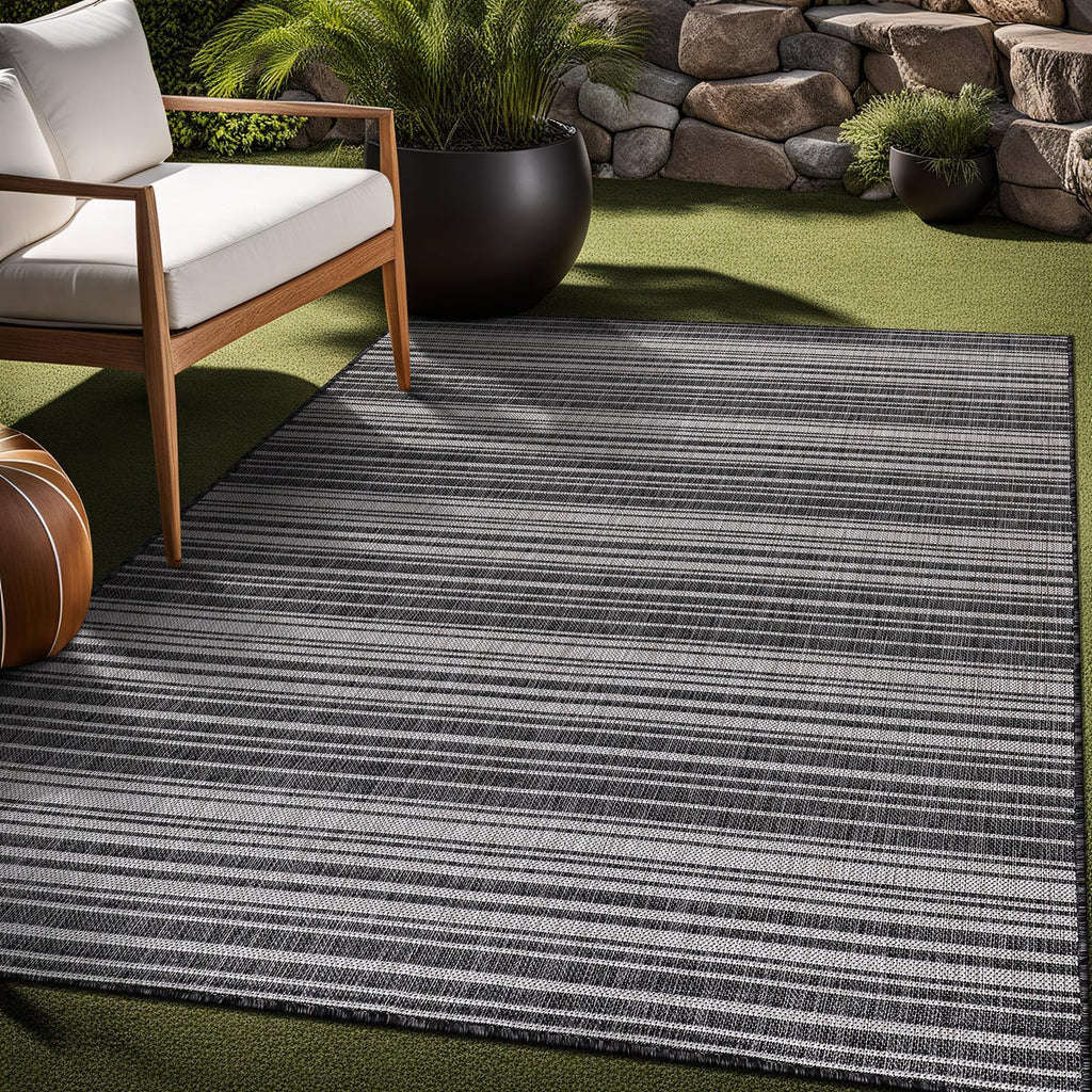 Stripe Outdoor Rug 5x7 Washable Outside Carpet for Indoor Patio Porch Waterproof Easy Cleaning Non S