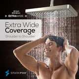 12 Inch Rectangle Rain Shower Head - Ceiling or Wall Mount Rainfall Shower Head - Large Coverage Showerhead