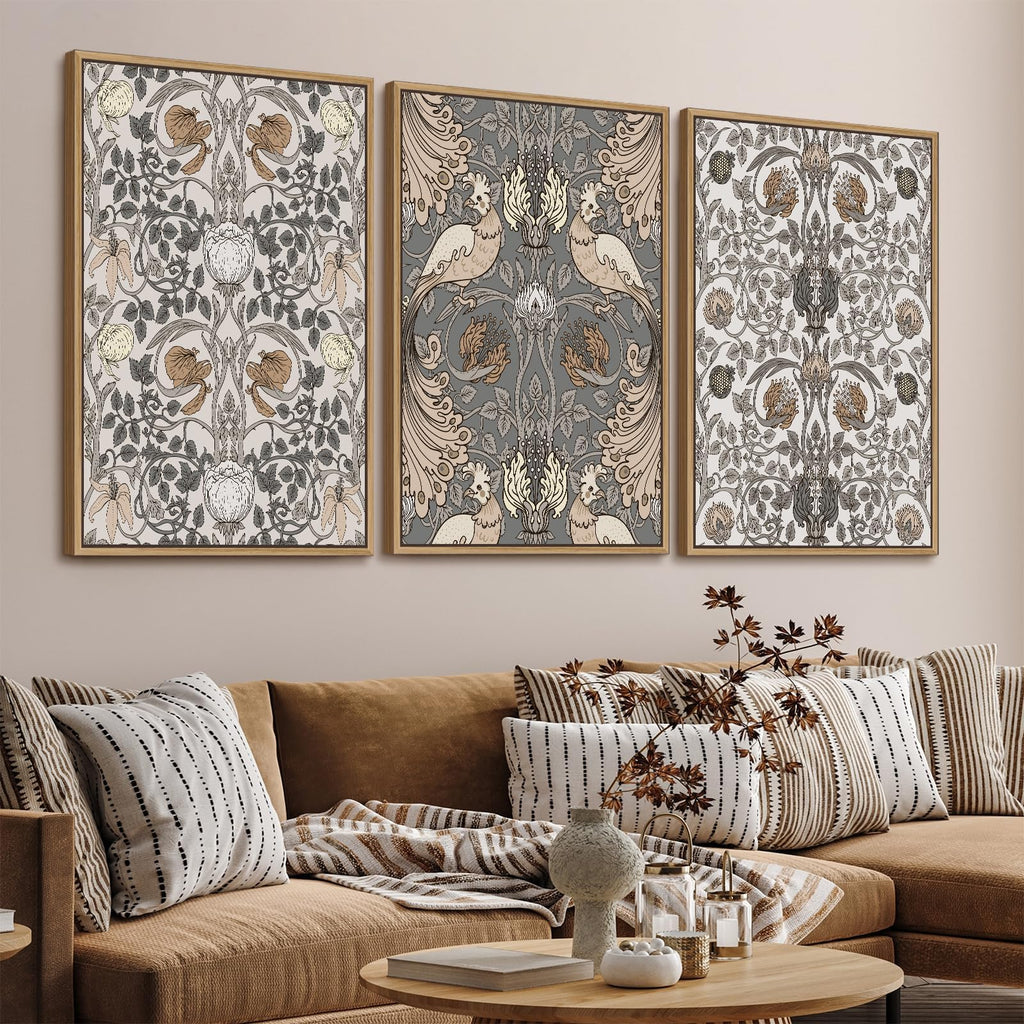 Large Retro Framed Wall Art, William Morris Painting Pictures, 32"X48"X3