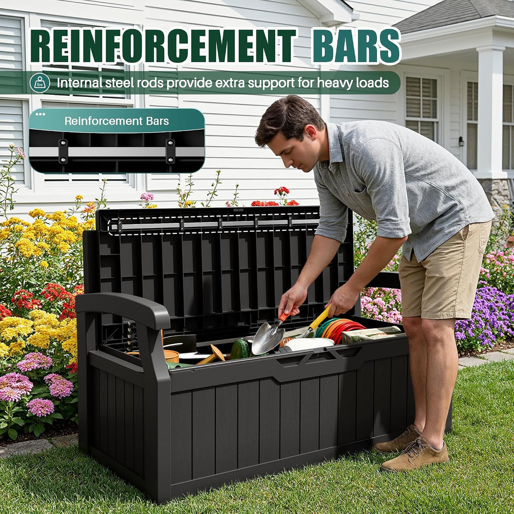 80 Gallon Storage Bench Deck Box Waterproof&Lockable | Outdoor Benches Furniture, Garden Decor and Outdoor Seating