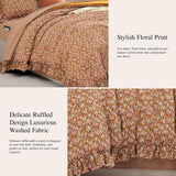 Queen Comforter Set - 7 Pieces Ruffle Brown Bedding Sets, Shabby Chic Farmhouse Bed in a Bag with Ruffle Comforter