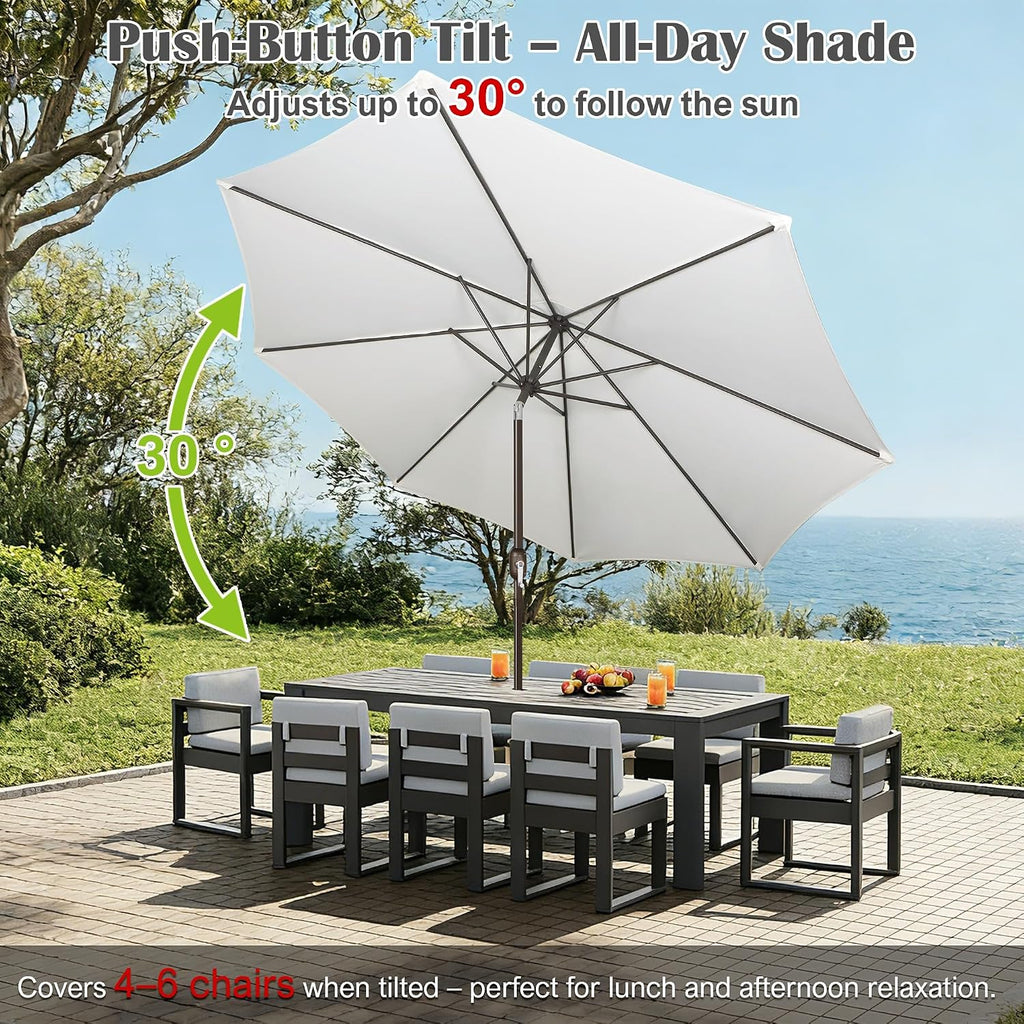 10FT Outdoor Patio Umbrella, Outdoor Table Umbrella, Yard Umbrella, Market Umbrella with 8 Sturdy Ribs