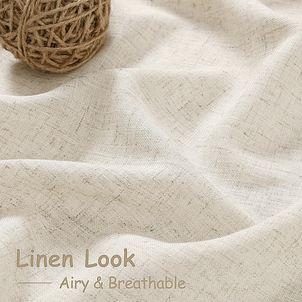Warm Beige Linen Curtains 63 Inches Long 2 Panel Sets Bedroom Rod Pocket Back Tab Light Filtering Drape Window Short