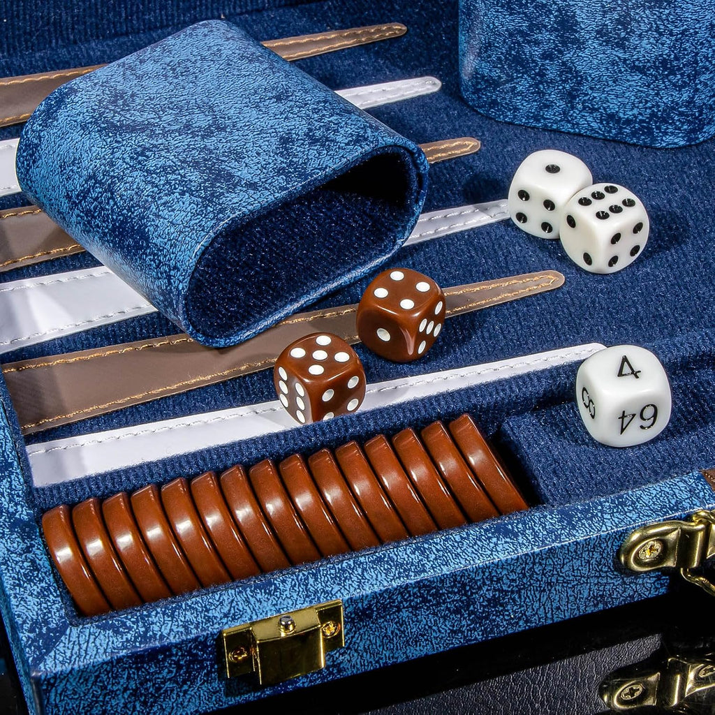 Backgammon Set for Adults, Travel Strategy Board Game Set with Leather Case