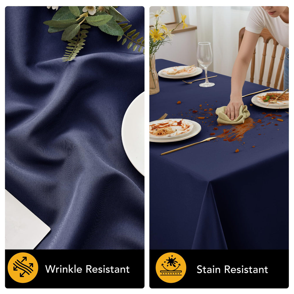 6-Pack Navy Blue Tablecloths for Rectangle Tables, 90 x 132 Inches