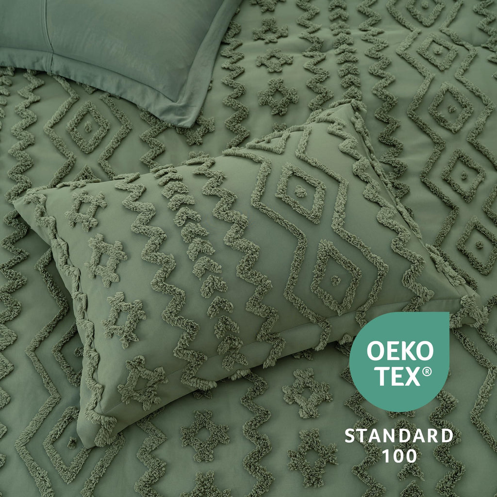 Tufted Boho Comforter Set Queen Size, 3 Pieces Soft Textured Bed Set, Lightweight Breathable Comforter for All