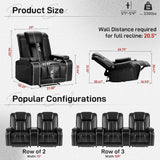 Recliner Chair Set of 2 Theater Seating Breathable Leather Sofa, Suitable Living Room Home Black A120-B0DFYF46GJ