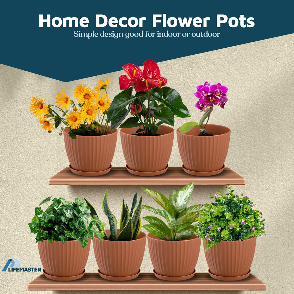 Terracotta 6-Inch Plant Pots with Drainage & Saucers 24 Pack, Indoor & Outdoor Planters plants, Herbs, and Flowers