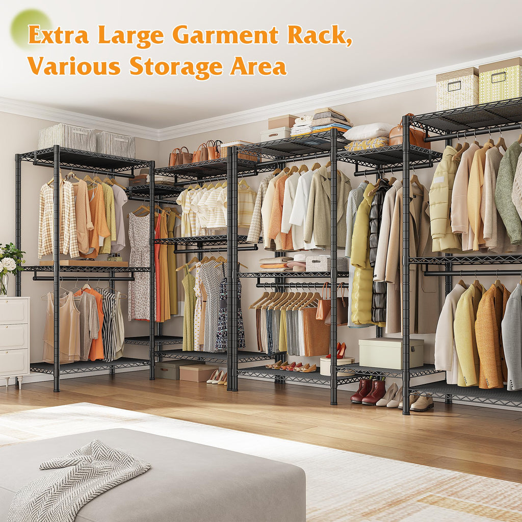 Clothes Rack, L Shaped Portable Closets for Hanging Clothes, 900LBS