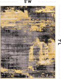 Rugshop Modern Abstract Design Non Shedding Soft Ideal for Living Room,Bedroom,Kitchen Area Rug 5' x 7' Yellow