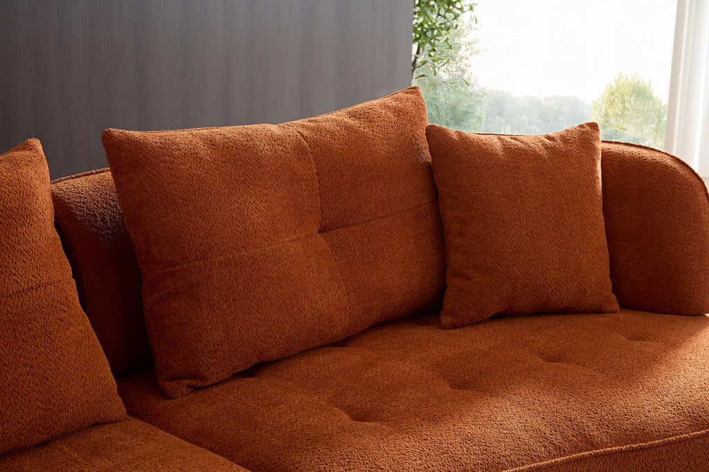 109''Curved Sectional Sofa, Boucle Fabric Sectional Sofa Couch, Fabric Upholstery Couch for with Pillows