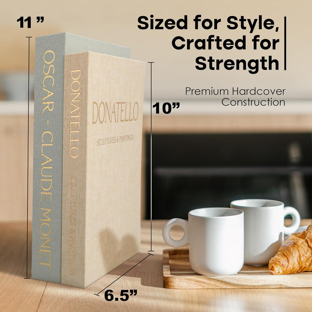 Decorative Books Decor Faux Books for Decoration with Secure Magnet Closure for Photo Storage and as - Set of 2