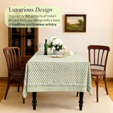 CPC Tablecloth 100% Cotton 60x90 Inch Indian Block Print Rectangle Table Cover, Washable Table Cloth