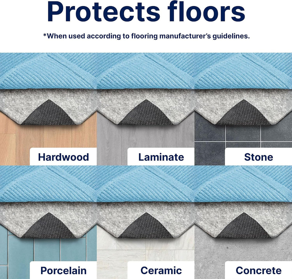 Dual Surface - 9'x12' - 1/8" Thick - Felt + Rubber - Non-Slip Backing Rug Pad - Adds Low-Profile Comfort