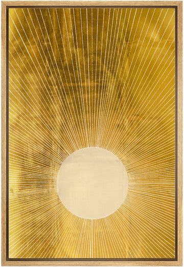 Framed Canvas Print Wall Art Rays of Light from Yellow Sun Astronomy & Space Cosmic Illustrations Modern Art Glam