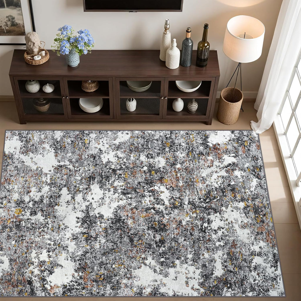 Area Rug Living Room Rugs: 5x7 Washable Rug with Anti-Slip Backing Non-Shedding Stain-Resistant Foldable Modern