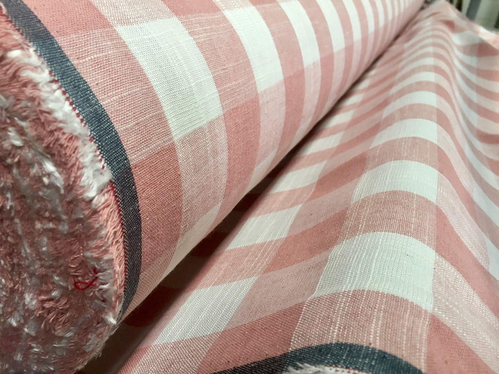 Gingham Linen Checked Linen Fabric Plaid Material Buffalo Black or Blue Check - 55 inches Wide (Sold by the Yard)