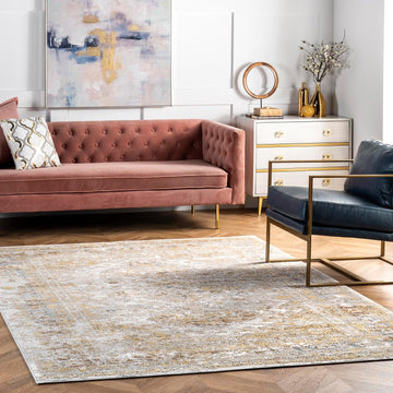 Madisson Gold Medallion Power Loomed Area Rug