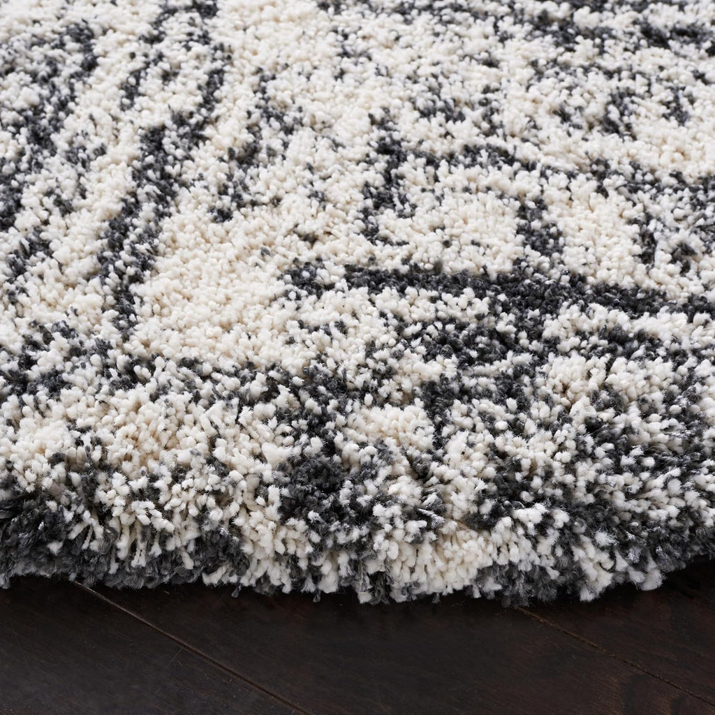 Hudson Shag Square Rug 7', Plush Ivory & Dark Grey SGH294A