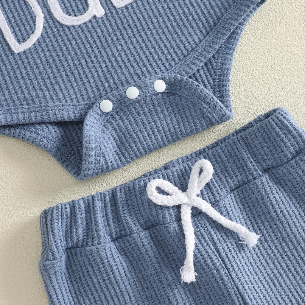 Baby Boy Clothes Little Brother Ribbed Long Sleeve Romper Pants Set