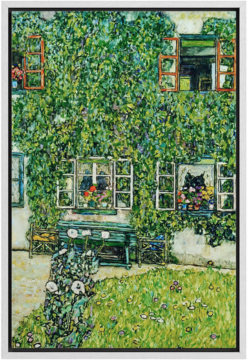 Framed Canvas Print Wall Art House in Weissenbach II by Gustav Klimt Nature Wilderness Illustrations Retro Decorative